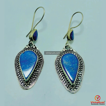 Load image into Gallery viewer, Handmade Long Dangle Lapis Lazuli Stone Earrings