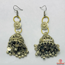 Load image into Gallery viewer, Antique Silver Dangle Jhumka Earrings