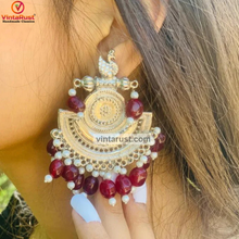 Load image into Gallery viewer, Handmade Oxidized Big Earrings With Beads