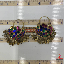 Load image into Gallery viewer, Golden Glass Stones Tribal Earrings