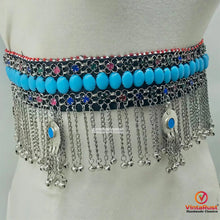 Load image into Gallery viewer, Handmade Belly Dance Belt With Turquoise Stones