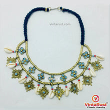 Load image into Gallery viewer, Vintage Choker Necklace With Dangling Golden Motifs and Shells