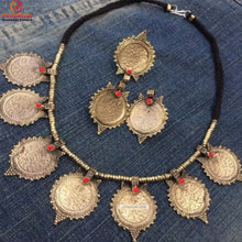 Load image into Gallery viewer, Antique Gold Tone Coins Jewelry Set