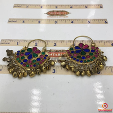 Load image into Gallery viewer, Golden Glass Stones Tribal Earrings