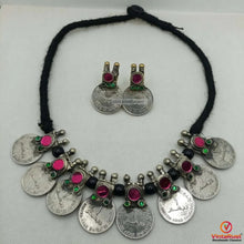 Load image into Gallery viewer, Vintage Coins Antique With Glass Stones jewelry set