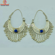 Load image into Gallery viewer, Kuchi Vintage Silver Earrings With Long Bells