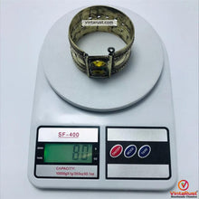 Load image into Gallery viewer, Vintage Gypsy Cuff Bracelet With Yellow Glass Stones