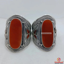 Load image into Gallery viewer, Handmade Big Stone Tribal Cuff Bracelet