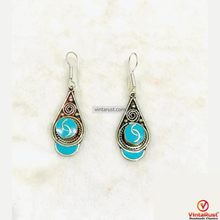 Load image into Gallery viewer, Handmade Turquoise Nepalese Dangle Earrings