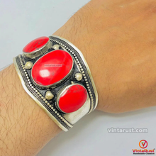 Load image into Gallery viewer, Coral Stones Handmade Adjustable Cuff Bracelet