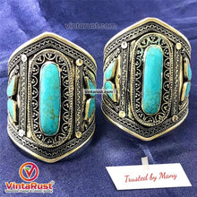 Load image into Gallery viewer, Vintage Tribal Handcuff Turquoise Bracelet