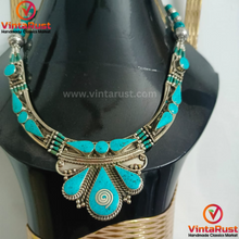 Load image into Gallery viewer, Statement Turquoise Nepalese Tribal Choker Necklace