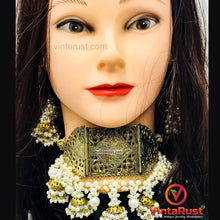 Load image into Gallery viewer, Amulet Cum Choker Style Necklace And Earrings