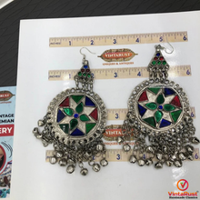 Load image into Gallery viewer, Vintage Style Silver Tribal Earrings