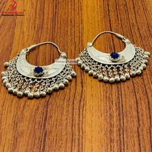 Load image into Gallery viewer, Kuchi Vintage Silver Earrings With Long Bells