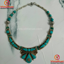 Load image into Gallery viewer, Statement Turquoise Nepalese Tribal Choker Necklace