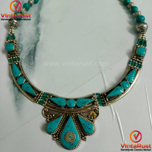 Load image into Gallery viewer, Statement Turquoise Nepalese Tribal Choker Necklace