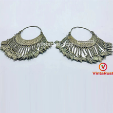 Load image into Gallery viewer, Silver Kuchi Vintage Massive Hoop Style Earrings