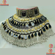 Load image into Gallery viewer, Black Kuchi Choker Afghan Necklace