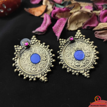 Load image into Gallery viewer, Handmade Gold Coins Earrings With Glass Stones