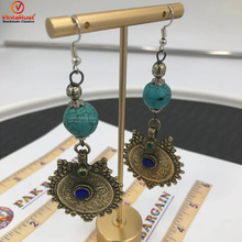 Load image into Gallery viewer, Vintage Coins and Stone Dangle Earrings