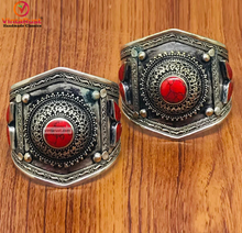 Load image into Gallery viewer, Handmade Kuchi Adjustable Bracelet With Coral Stone