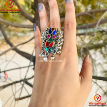 Load image into Gallery viewer, Multicolor Glass Stones Kuchi Statement Ring