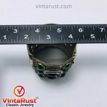 Load image into Gallery viewer, Vintage Gypsy Cuff Bracelet With Big Glass Stones