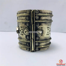 Load image into Gallery viewer, Vintage Kuchi Cuff Bracelet With Blue Glass Stones