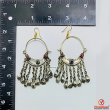 Load image into Gallery viewer, Vintage Silver Kuchi Earrings With Long Tassels