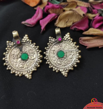 Load image into Gallery viewer, Handmade Gold Coins Earrings With Glass Stones