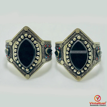 Load image into Gallery viewer, Adjustable Black Stone Cuff Bracelet