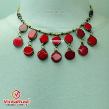 Load image into Gallery viewer, Coral Stone Beaded Choker with Ring and Earrings