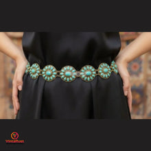Load image into Gallery viewer, Handmade Tribal Turquoise Belly Dance Belt