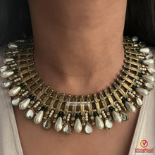 Load image into Gallery viewer, Handmade Tribal Metal Choker Necklace with Pearls