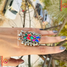 Load image into Gallery viewer, Multicolor Glass Stones Kuchi Statement Ring