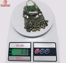 Load image into Gallery viewer, Red and Green Earring With Oversized Bells Chaandbaliyaan
