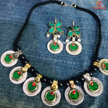 Load image into Gallery viewer, Vintage Coins and Glass Stones Jewelry Set