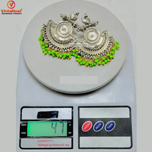 Load image into Gallery viewer, Indian Oxidized Big Earrings With Green Beads
