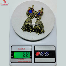 Load image into Gallery viewer, Handmade Jhumka Earrings with Glass Stones