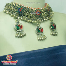 Load image into Gallery viewer, Multicolor Glass Stones Silver Kuchi Bells Jewelry Set