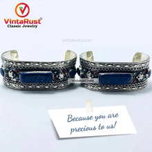 Load image into Gallery viewer, Tribal Kuchi Handcuff Bracelet With Stones and Beads