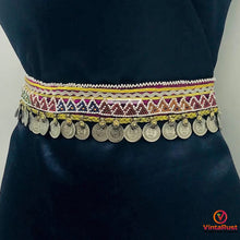 Load image into Gallery viewer, Vintage Coins Belt With Beaded Work and Laces