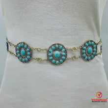 Load image into Gallery viewer, Handmade Tribal Turquoise Belly Dance Belt