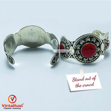Load image into Gallery viewer, Antique Tribal Coral Stone Cuff Bracelet