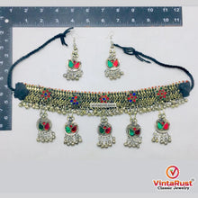 Load image into Gallery viewer, Multicolor Glass Stones Silver Kuchi Bells Jewelry Set