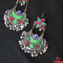 Load image into Gallery viewer, Kuchi Green Dangle Earrings