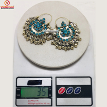 Load image into Gallery viewer, Hoop Earrings Embellished with Bells and Glass Stones