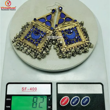 Load image into Gallery viewer, Pure Vintage Blue Dangle Earrings With Bells