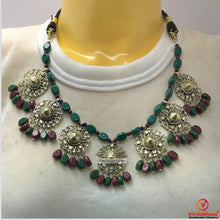 Load image into Gallery viewer, Beaded Stone Motifs Choker Necklace With Earrings Jewelry Set